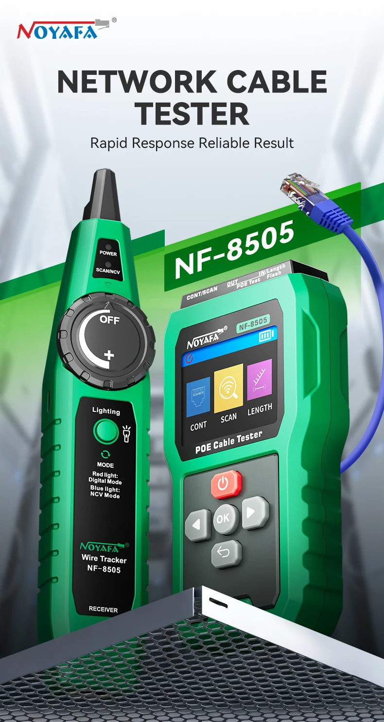 NOYAFA Netzwerkkabel-Tester RJ45 Kabelverfolgungsgerät NF-8505 Störungsfreier Kabeltester PoE-Prüfer Fehlerdistanz-Messgerät – Detail 1