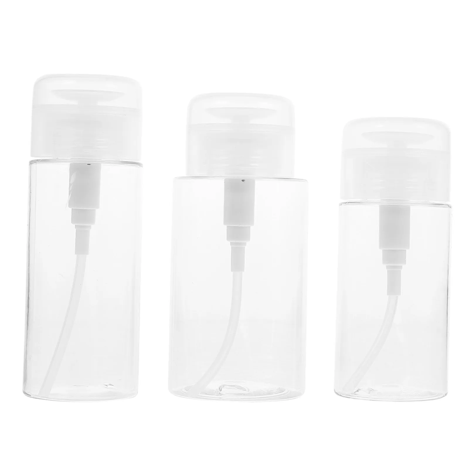 

3pcs Toner Bottles Nail Polish Remover Containers Pump Mini Empty Storage Sub Travel Cosmetics Liquid Bottle Push Down Dispenser