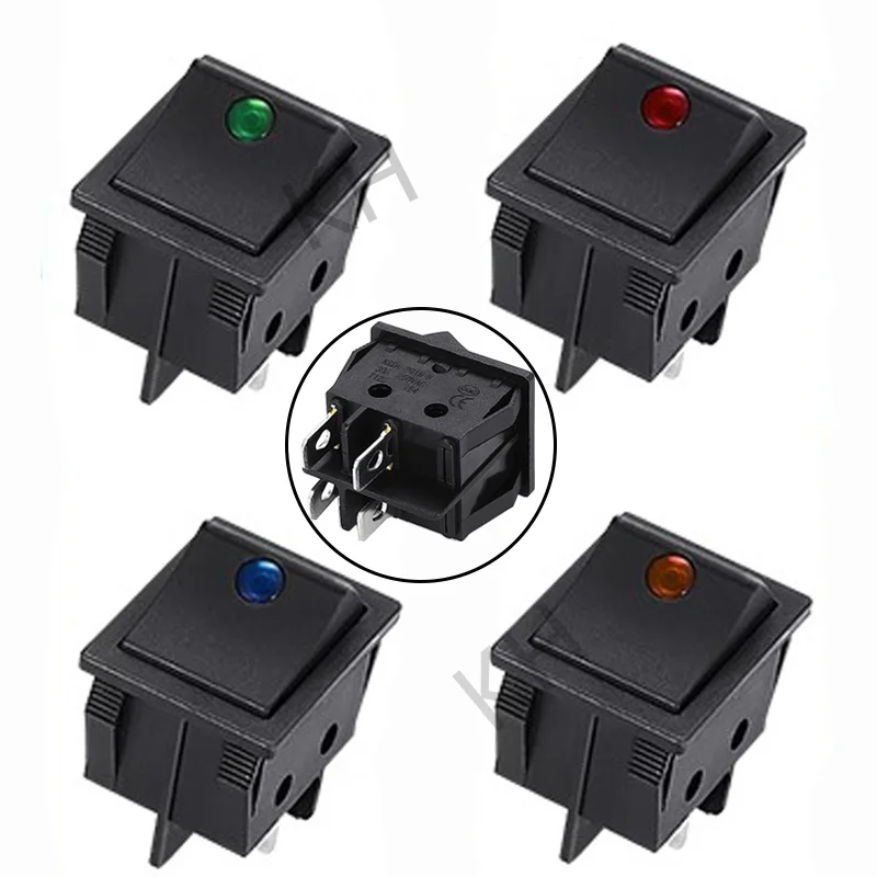 KCD4 Rocker switch ship type switch rocker power button 4/6PIN red light green light 31x25mm16A/30A 250v ON-OFF/ON-OFF-ON