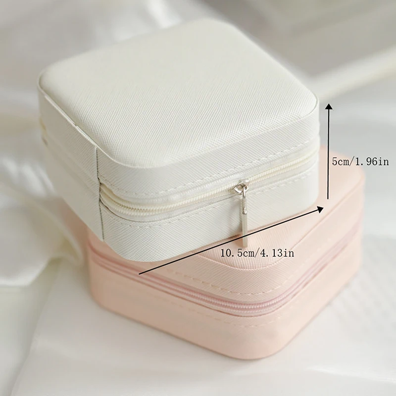 Mini Jewelry Organizer Display Travel Jewelry Zipper Case Boxes Earrings Necklace Ring Portable Jewelry Box Flip Top Storage