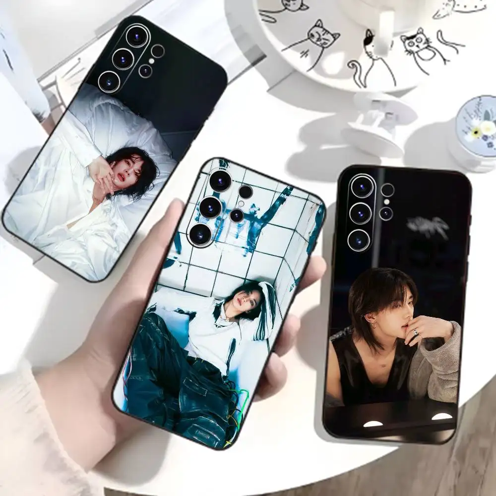 KPOP idol H-Hyunjin Phone Case For Samsung S26,S25,S24,S23,S22,S21,S20,S30,Ultra,Plus,Fe,Note,5G Black Cover