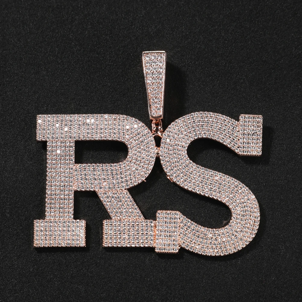 THE BLING KING Custom Big Size Letters Pendant Micro Paved Out Cubic Zirconia Nameplate Chain Necklace Hiphop Punk Jewelry - view 4