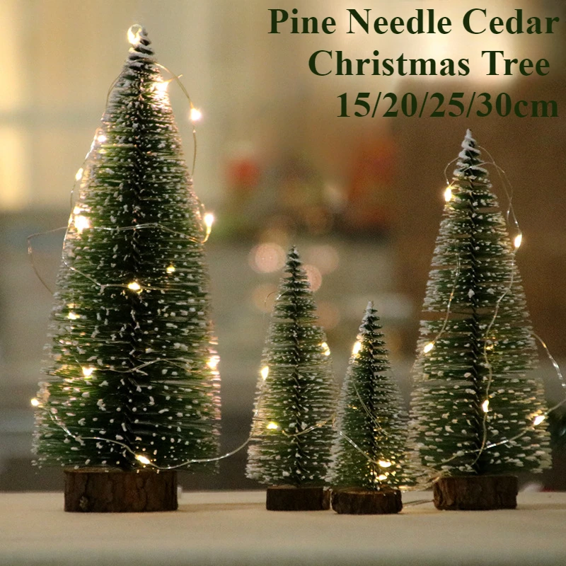 Artificial Christmas Tree Mini PVC Pine Needle Green Cedar Christmas Tree Party Table Top Christmas Decorations 15/20/25/30cm