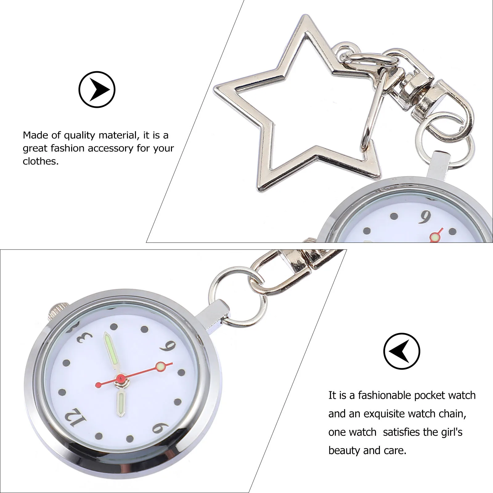 

Nurse Watch Star Hanging Buckle Nurse Pocket Watch Premium Materials Practical Design Accurate Time Gift for Healthcare Friends