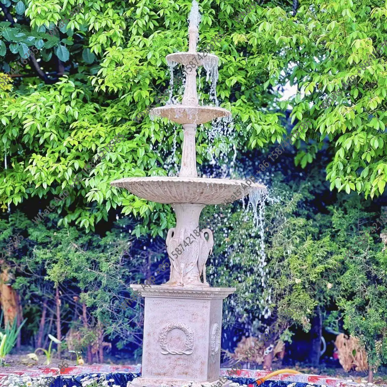 Craft | Cast iron crane three-layer fountain garden courtyard outdoor landscaping factory direct sales designer model