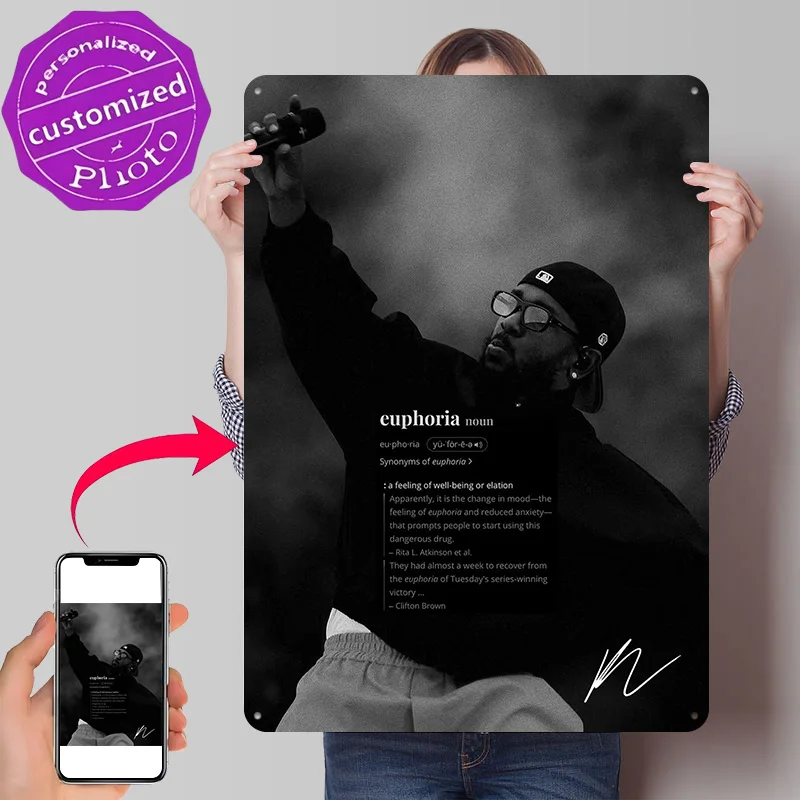 Kendrick Lamar Personalized 3D Textured Metal Poster Wall Art Tinplate Sign for Decor Living Room Interior Decoration Wand Deko