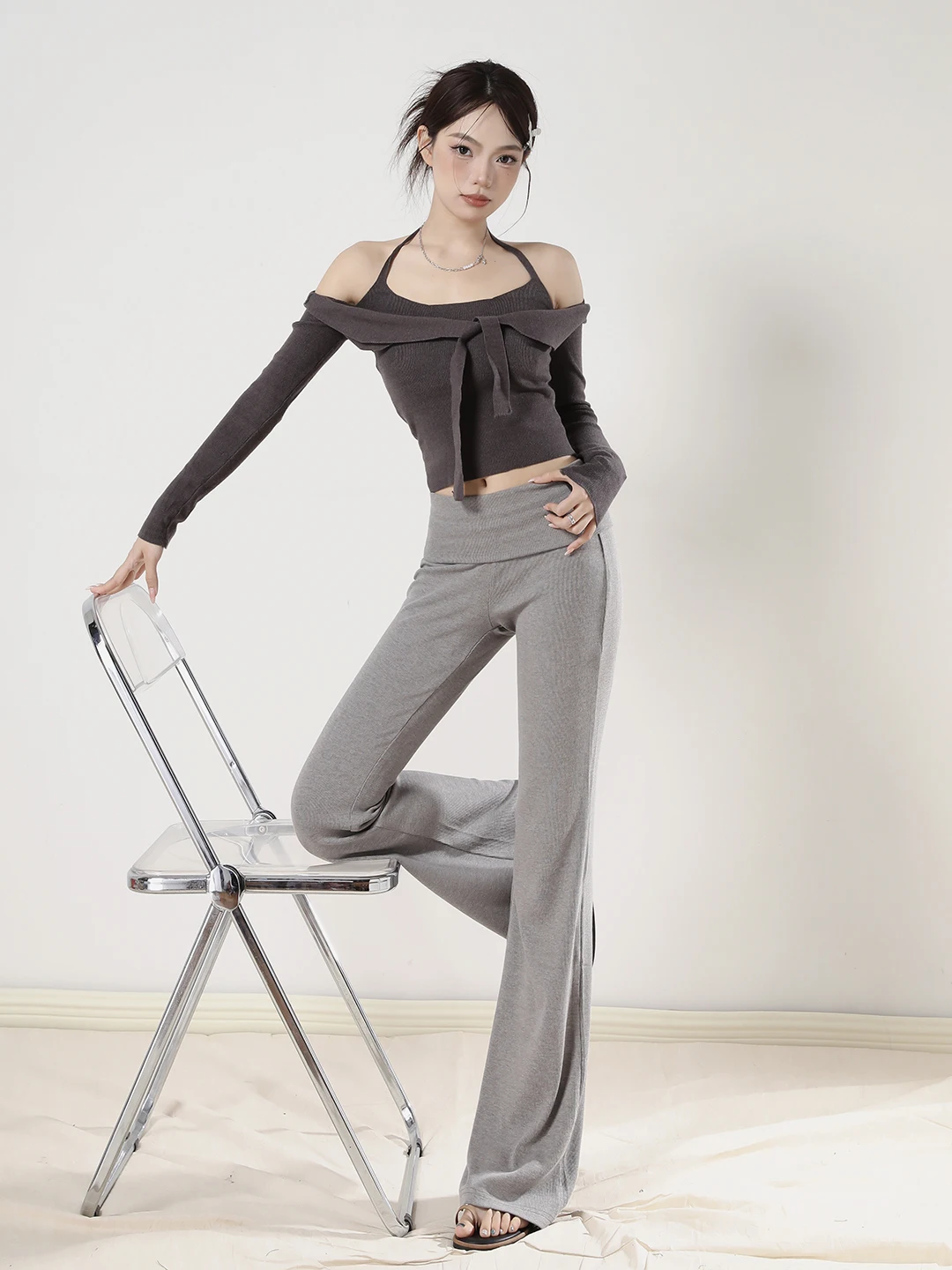 Etam American Sle Hohe Taille Abnehmen Micro Schlaghose Damen Lazy Yoga Sport Freizeithose Niedrige Taille Elastisch