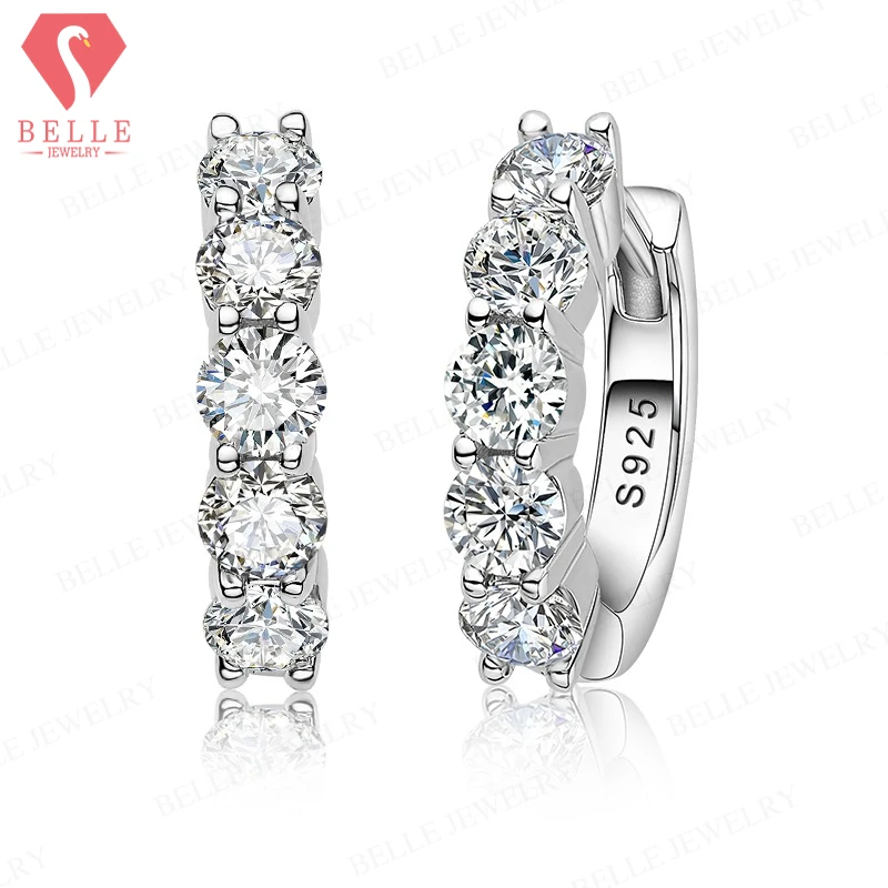 

Straight-arm Four-prong Earring Jewelry D-color Round Moissanite 100% 925 Sterling Silver Plated Women's Style Wedding Gift