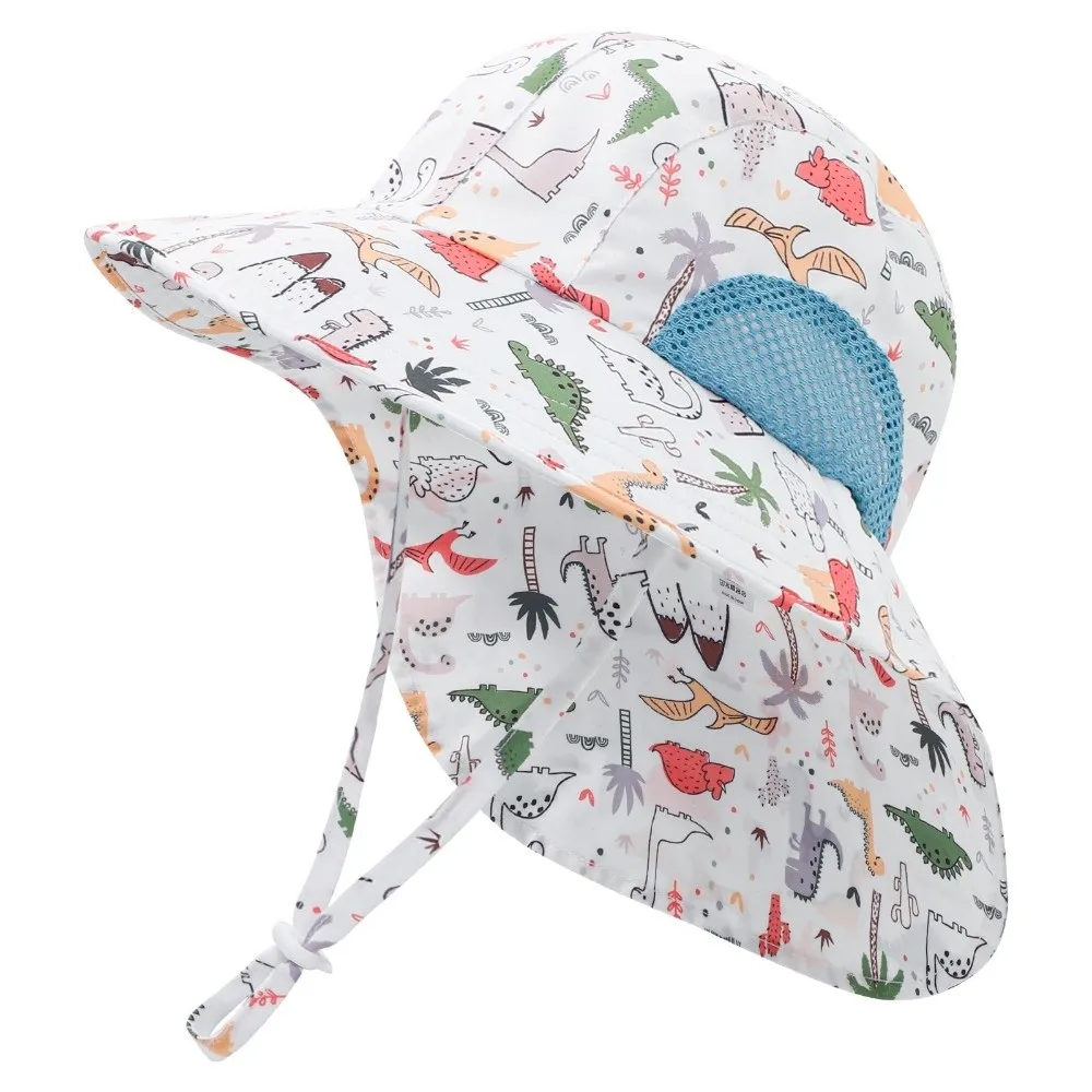 chapeu-de-pescador-infantil-com-paineis-de-malha-respiravel-desenho-animado-de-dinossauro-arco-Iris-bone-confortavel-com-protecao-solar-para-meninos