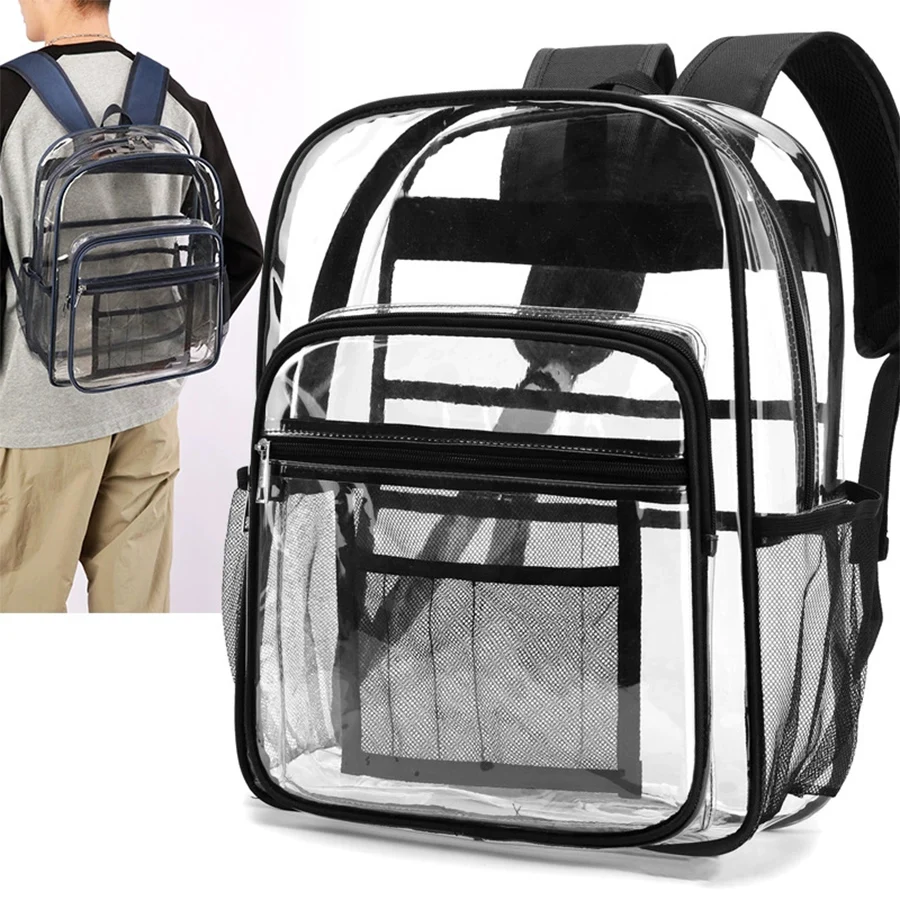 Transparent Shoulder Bag Unisex Fashion Simple Large Capacity Portable Backpack Multifunctional PVC Male Female Knapsack Bookba