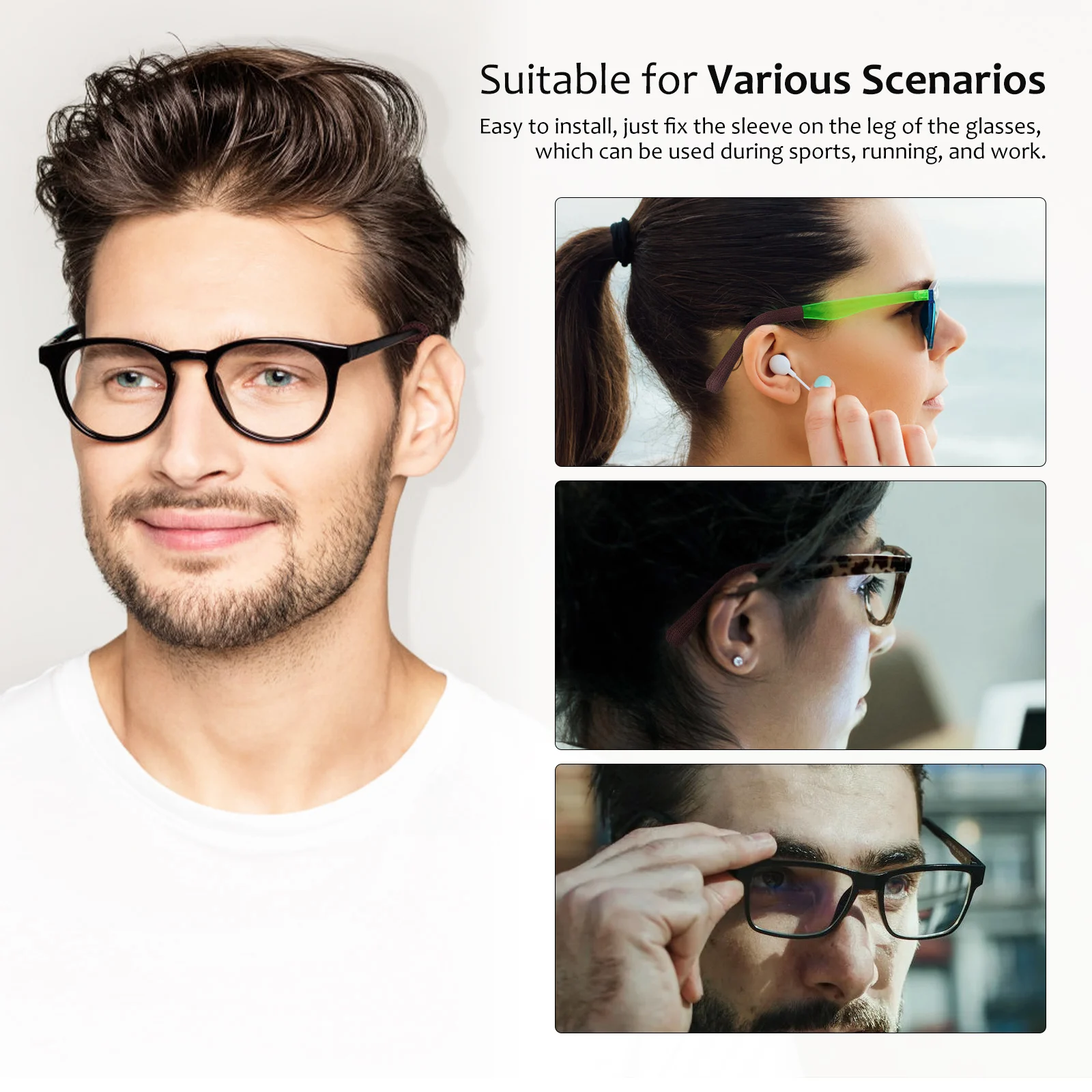 

Eyeglass Cushions Anti- Sturdy Easy Install Universal Fit Stylish Ear Pads For Glasses Non Slip Glasses Ear