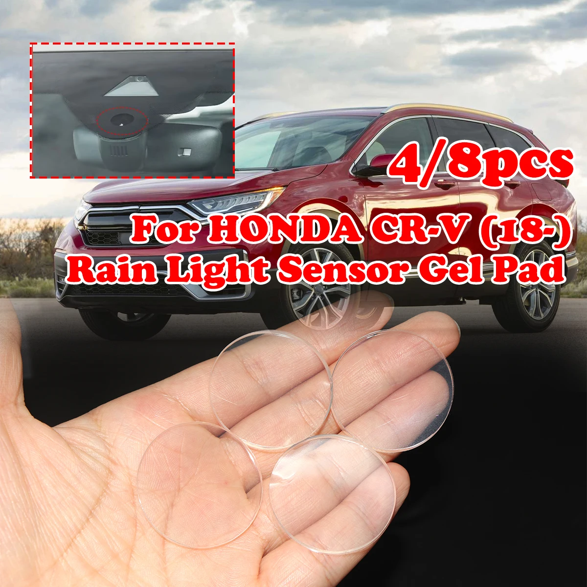 

4X Rain Light Sensor Gel Pad For HONDA Jazz (20-) e CR-V (18-) Adhesive Film Silicone Cushion Windscreen Chip Multi-Purpose Tape