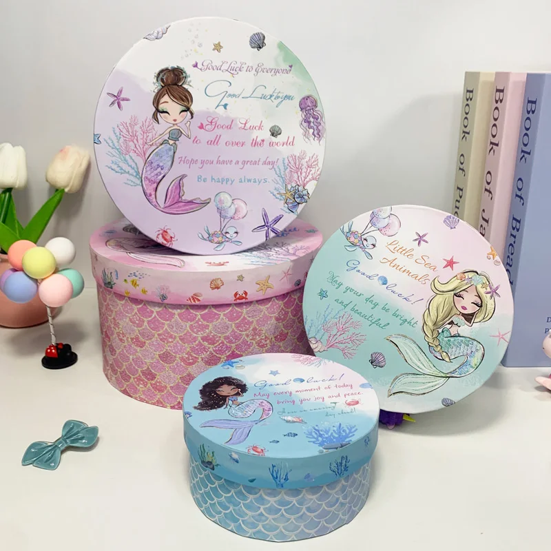 

4PCS Princess's Gift Box Flower Candy Box Packaging Box All-in-one Cute Style Wedding Favors Party Decor Portable Storage S024