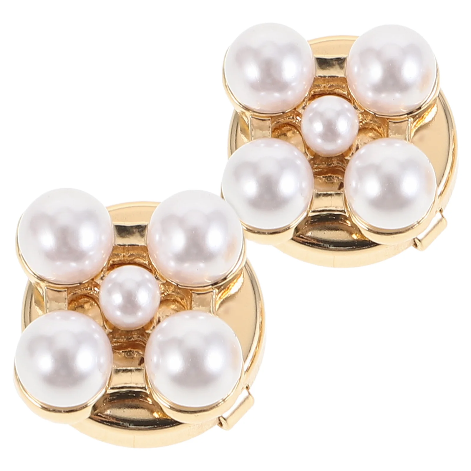

2 PCS Shirt Accessories Pearl Cufflinks European and American Golden Alloy Suit for Women Miss