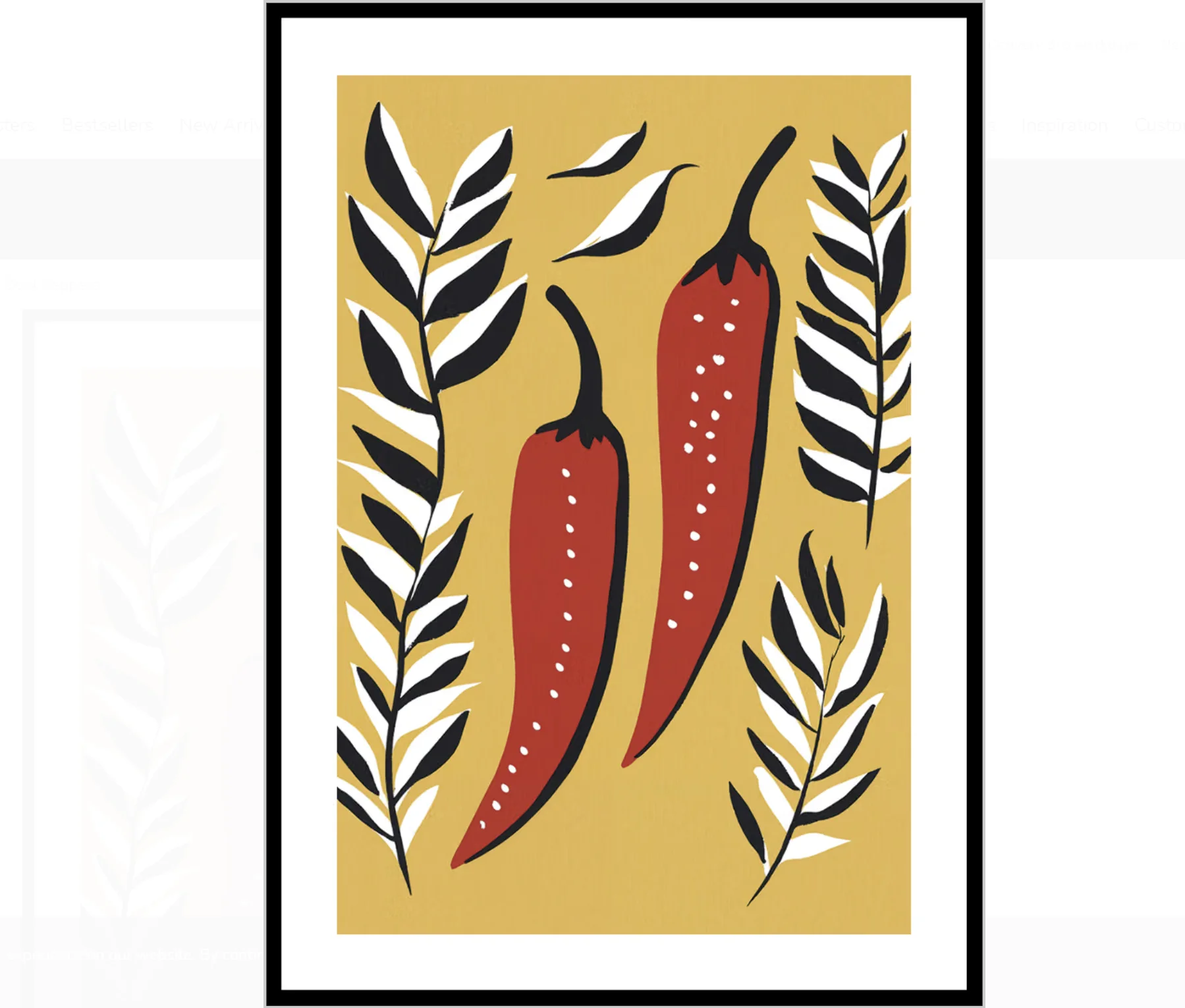 Red Chili Pepper Botanical Canvas Wall Art Prints Posters Decor, Minimalist Leaf Vegetable Wall Decor for Kitchen, Dining Room