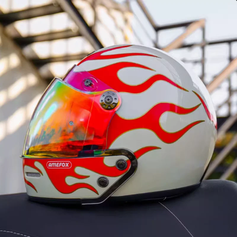 

Four Seasons DOT Certified Retro Fire Motorcycle Helmets Men Women Full Helmet Variable 3/4 Combination Helmet Removable Lining