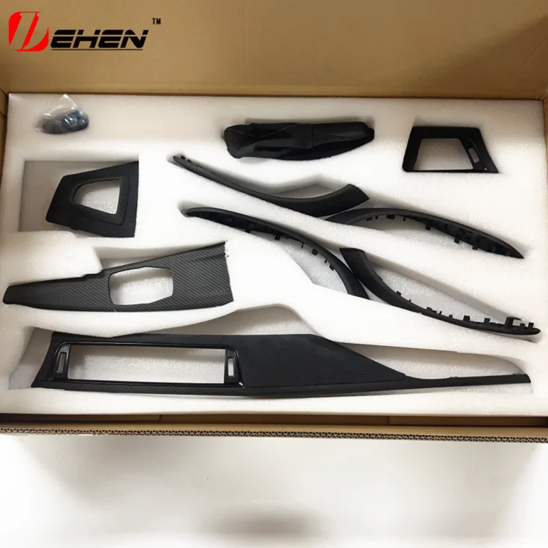 لسيارات BMW M2 M3 M4 F80 F82 F83 F87 Alcantara ألياف الكربون الحقيقية والعتاد قاعدة المقبض فرملة اليد لوحة أدوات الكسوة