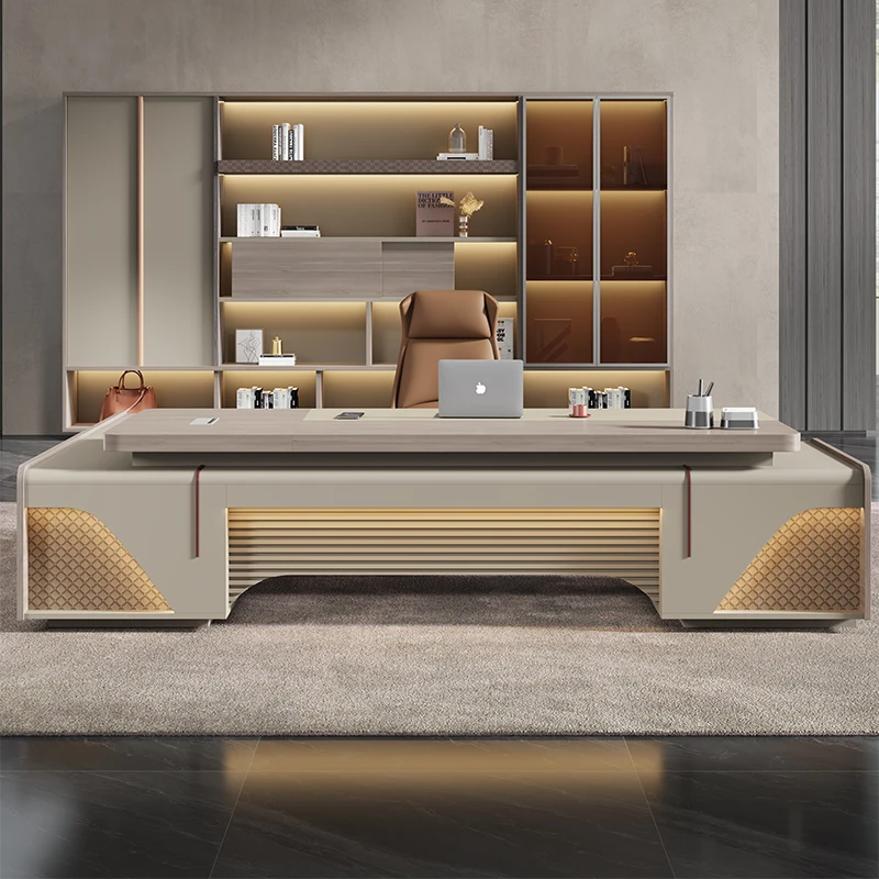 Forte armazenamento mesa executiva designer aestético luxo moderno mesas de escritório gavetas barato grande escrivaninha móveis de escritório