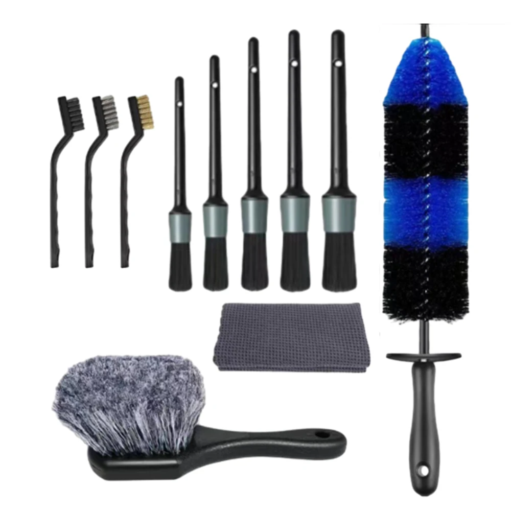 

11 Pcs Car Cleaning Tools Rim Brush Set Versatile Detailing Wheel Brush Handle Tire Brush For Car Motorcycle Wash Accessories