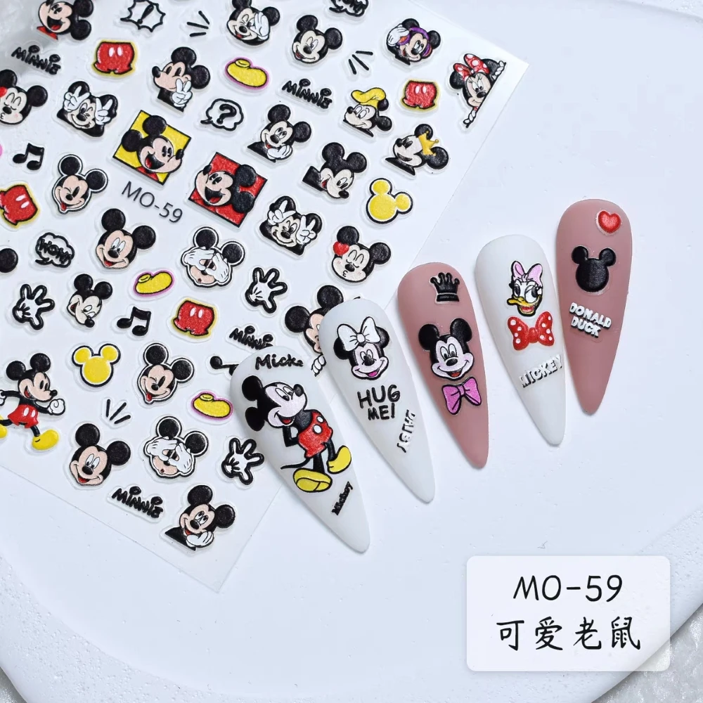 1 foglio topolino Disney New 5D Relief Nail Art Stickers decalcomanie per unghie per Manicure fashion Design accessori felici fai da te