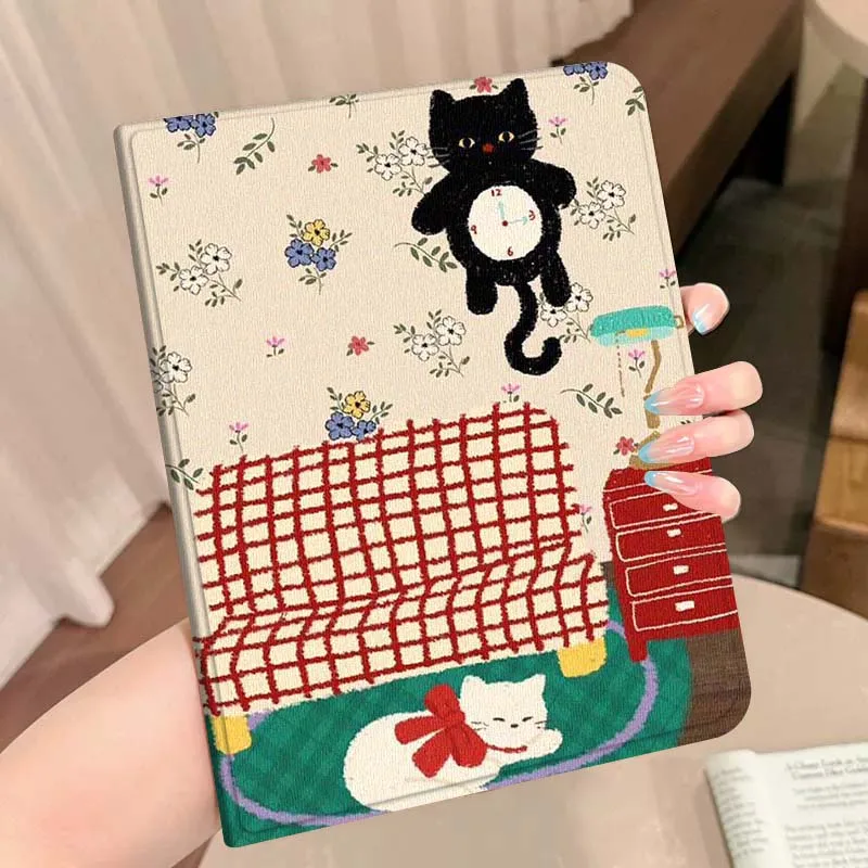 레트로 고양이 귀여운 일러스트 케이스 Vivo IQOO Pad2 Pad3 Pad5 Air SE Pro 12.1 12.3 13 11.5 11인치 태블릿용