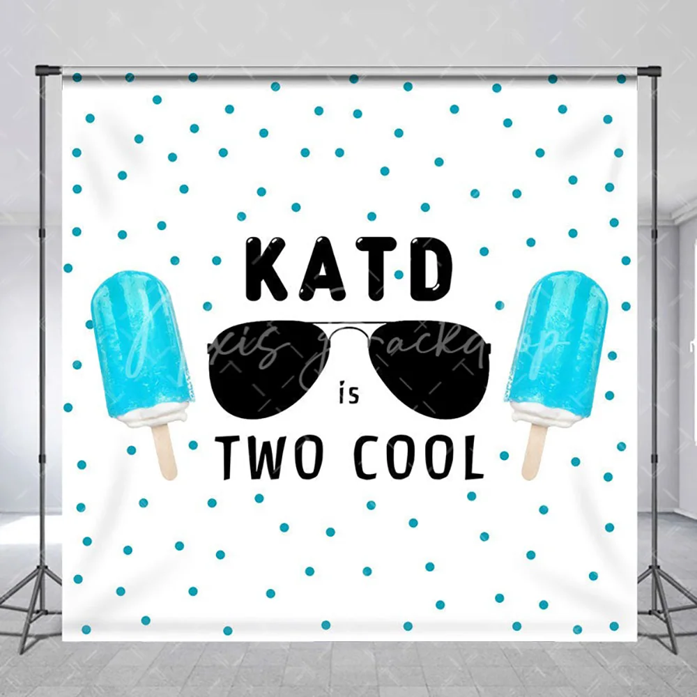 Personalisierter Eiscreme-Hintergrund „Two Cool“ zum 2. Geburtstag für Kinder, Sommer-Süße Fotografie-Kulisse, Party-Dekoration