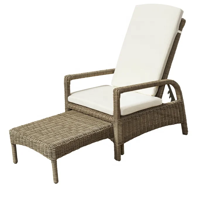 

Leisure Garden Wicker Recliner Chaise Lounge Chair Outdoor Poolside Rattan Aluminum Sun Lounger for Outside