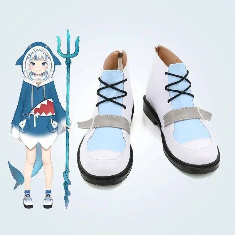 

Customized！ Games Anime Vtuber Gawr Gura Shark Cos Shoes Cosplay Short Boots