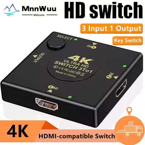 HDMI-Compatible Switch 3 Port HDMI-Compatible Switcher Selector 3 In 1 Out HD Switches Supports 4K Player HDTV,PS4 Game Console