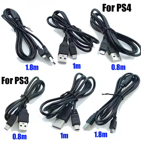 0.8/1/1.8m Charging Data Cable For ps3 PS4 Charging Cable Controller Data Games Handles Charger Cable Ps3 PS4 Game Accessories