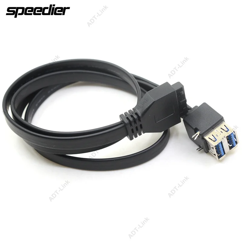 

Высокоскоростной Кабель USB 3,0 20pin 2 порта USB3.0 Hub USB3.0 адаптер для передней панели шнур с фиксированной ножкой для настольного ПК компьютера Черный