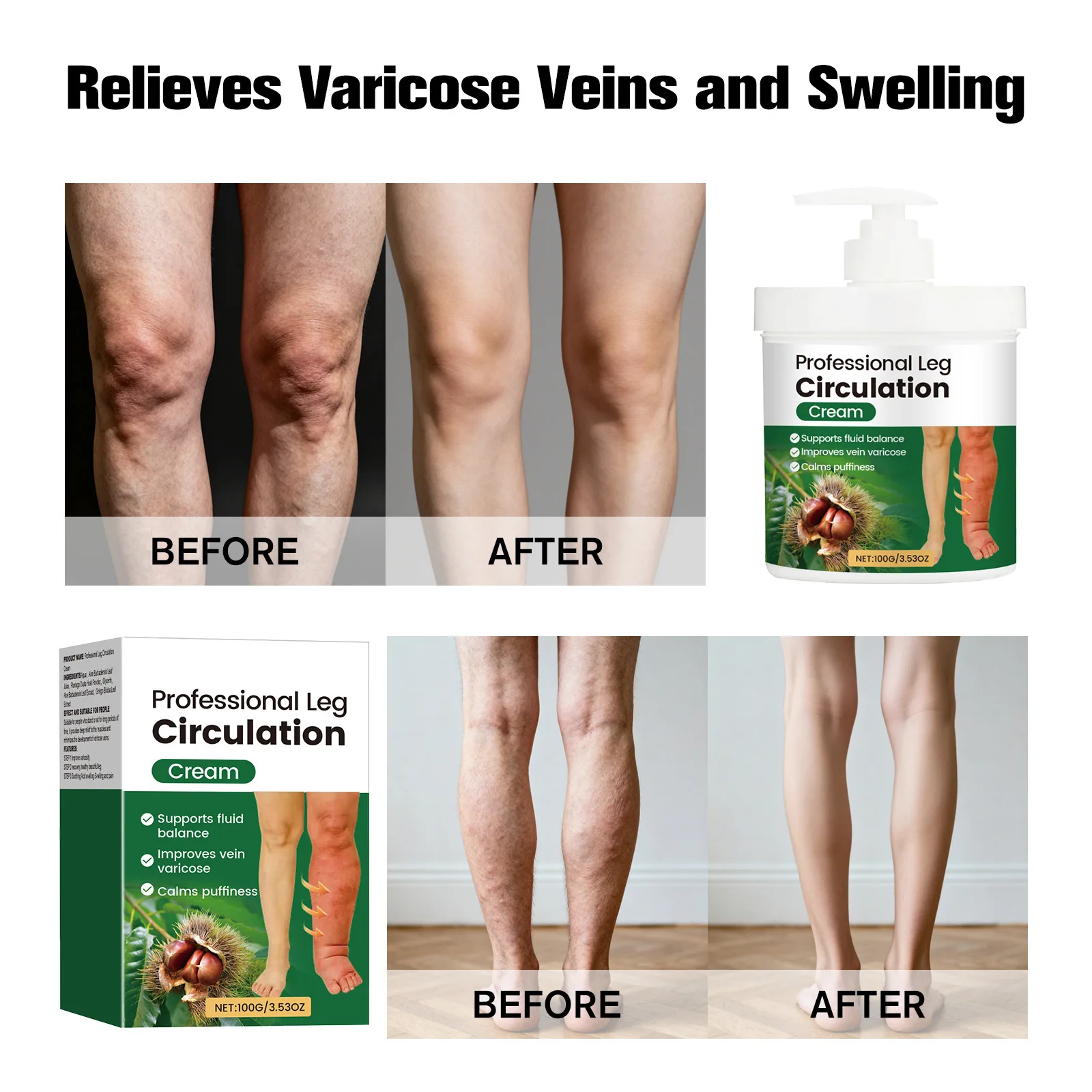 

Professional Leg Circulation Cream Leg Edema Relief Care Cream Calms Puffiness