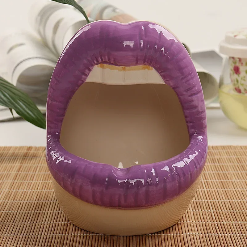 Cute Cartoon Cigar Ashtray Lips Ceramic Ashtray Creative Flower Pot Trendy Mouth Fashion Home Mini Send Boyfriend Gift