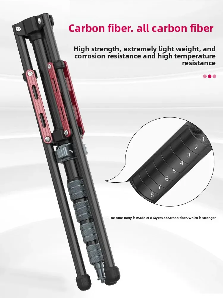 MT-49 1.9M Portable Carbon Fiber Lighting Stand Tripod Photography Light Stand For LED Light Flash Softbox Travel Monopod