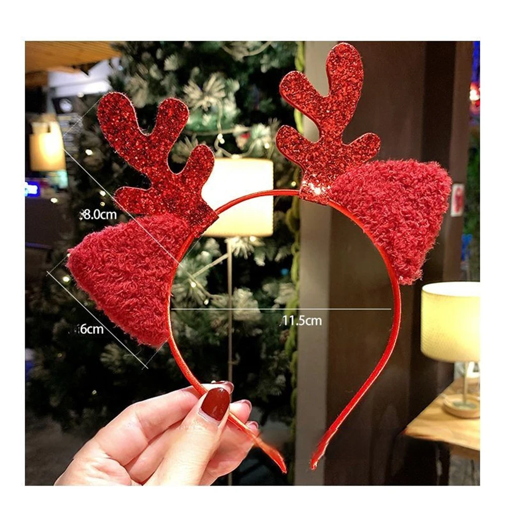 2024 New Christmas Sen Deer Horn Hair Band Female Santa Claus Hair Band Headwear Holiday Dress Headband Hair Band Headwear