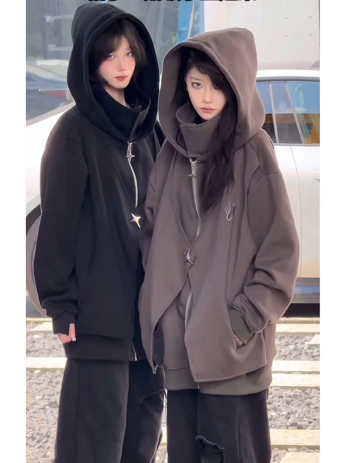 

Мужская плотная толстовка с высоким воротником на осень-зиму, свободного кроя, повседневная, модная, из полиэстера, с капюшоном, не мнется