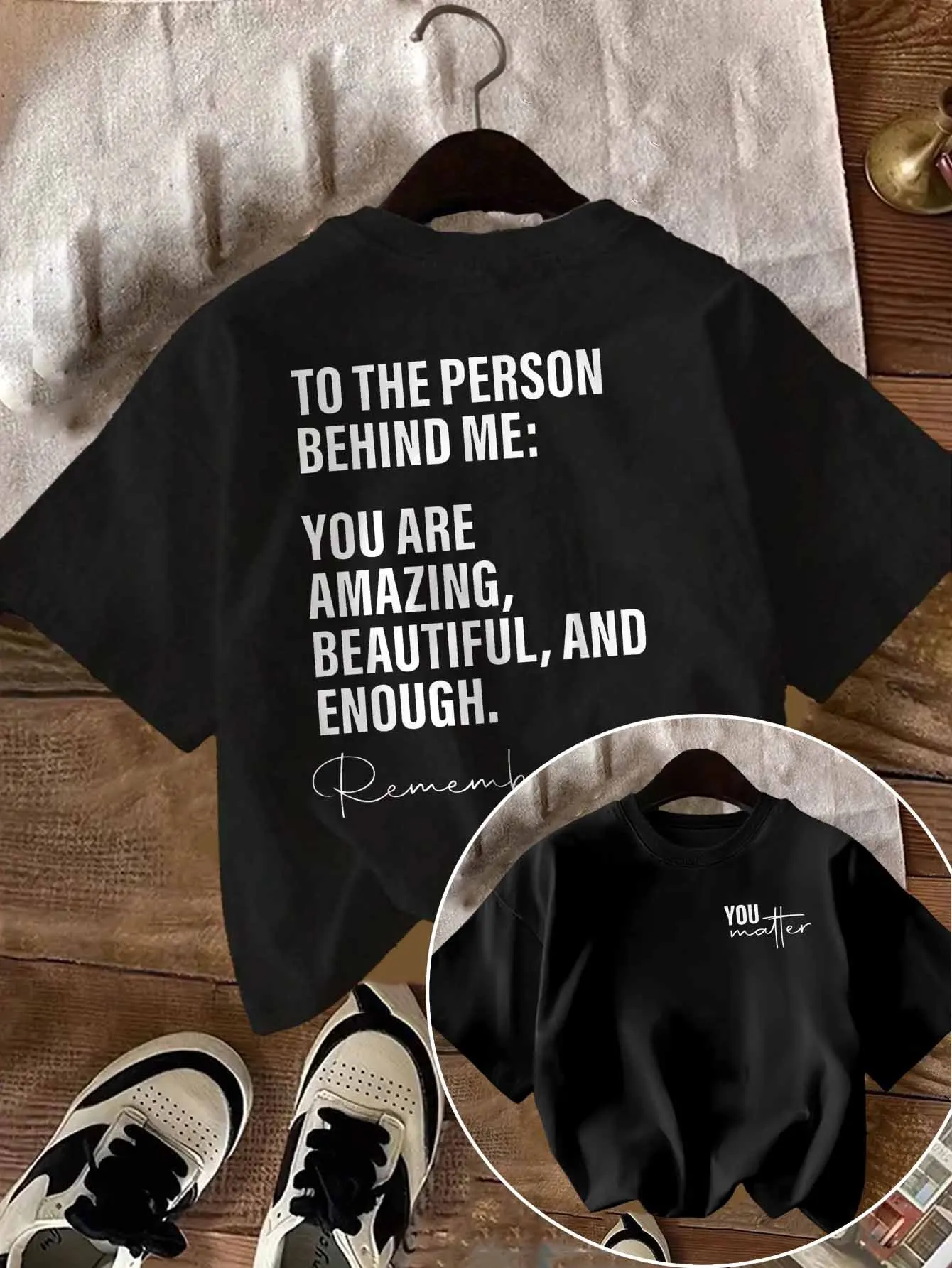 You Are Great Beautiful and Excellent Enough. Back Printed T-shirt, Comfortable Round Neck T-shirt, Home and Outdoor Casual Top