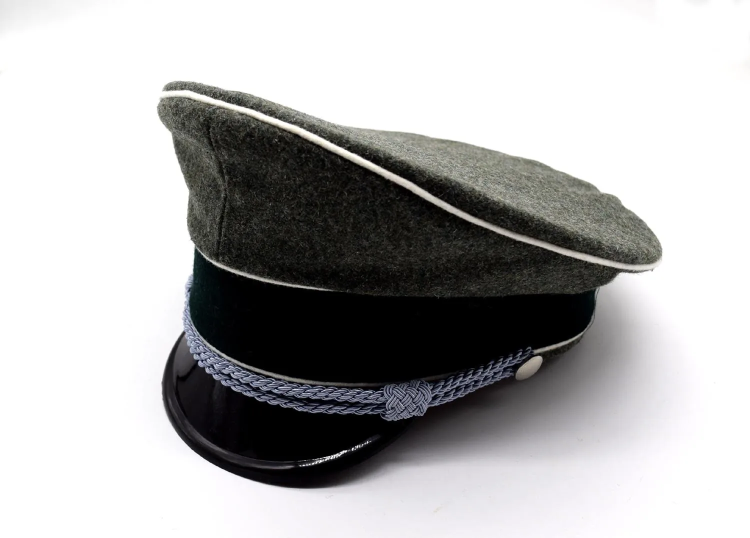 Reenactment Cosplay German Elite Officer Wool Hat Cap Sweat Ring Made Leather Green Hat Wall