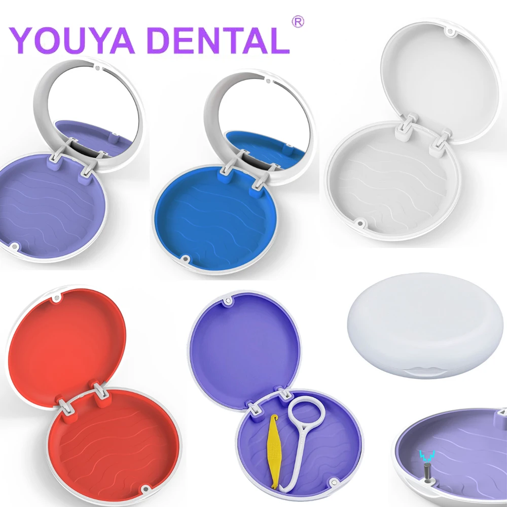 

Dental Orthodontic Box/Case Fake Teeth Denture Storage Box Mouth Guard Braces Aligner Case Oral Care Tool Organizer With Mirror