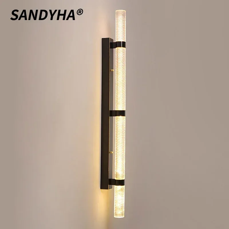 

SANDYHA современный настенный светильник с длинной полосой, сетчатый фоновый светильник, светодиодный светильник для домашнего декора в спальне, гостиной, коридоре