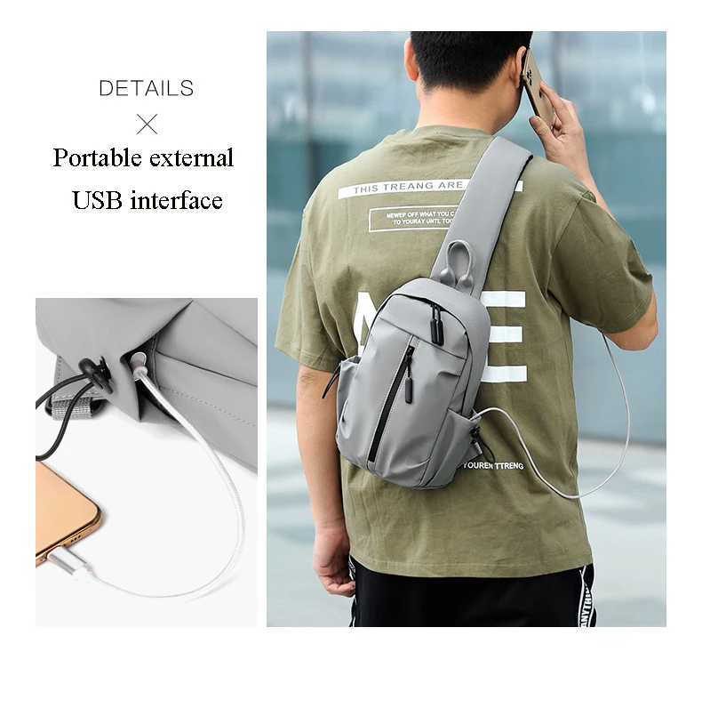 SWISS New Men\'s Chest Bag Fashion Waterproof Solid Color Crossbody Bag Outdoor Sports Bag Crossbody Bags for Men