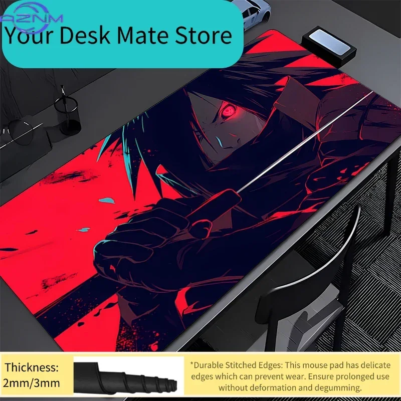 Naruto Madara Uchiha Anime Large Office Mouse Pad Gaming Accessory Rubber Desk Mat Keyboard Gamer Carpet