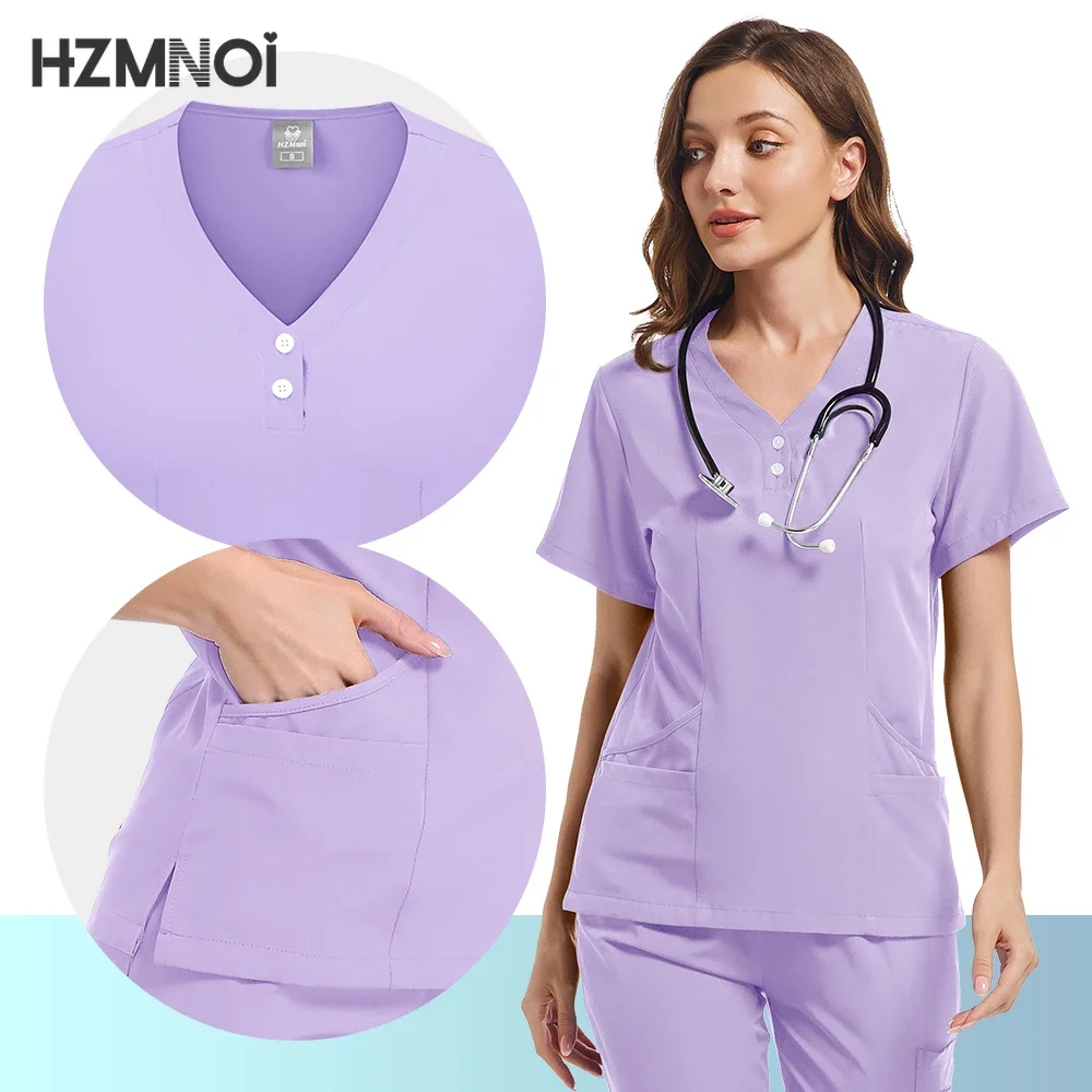 مجموعة الدعك الجديدة الزي الطبي تمتد فرك القمم مع جيب السراويل ممرضة موحدة طبيب جراحة وزرة صالون تجميل عمال