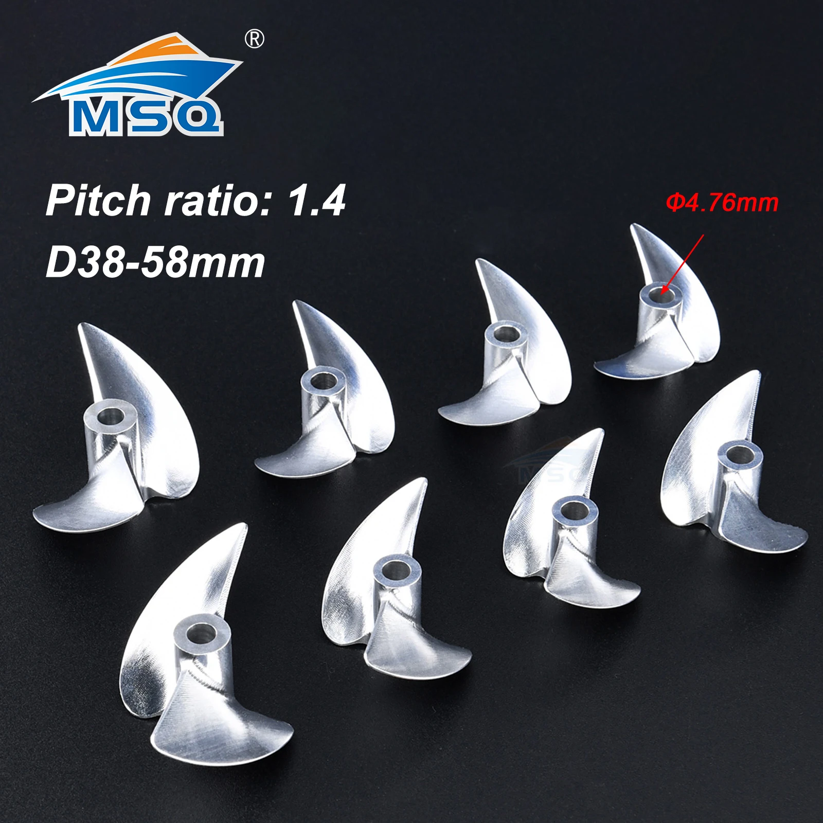 4.76mm Aluminium Propeller 2 Blades Screw Prop Left/Right D38/39/40/42/43/44/45/46/48/50/52/53/54/56/58mm For Rc Racing Boat