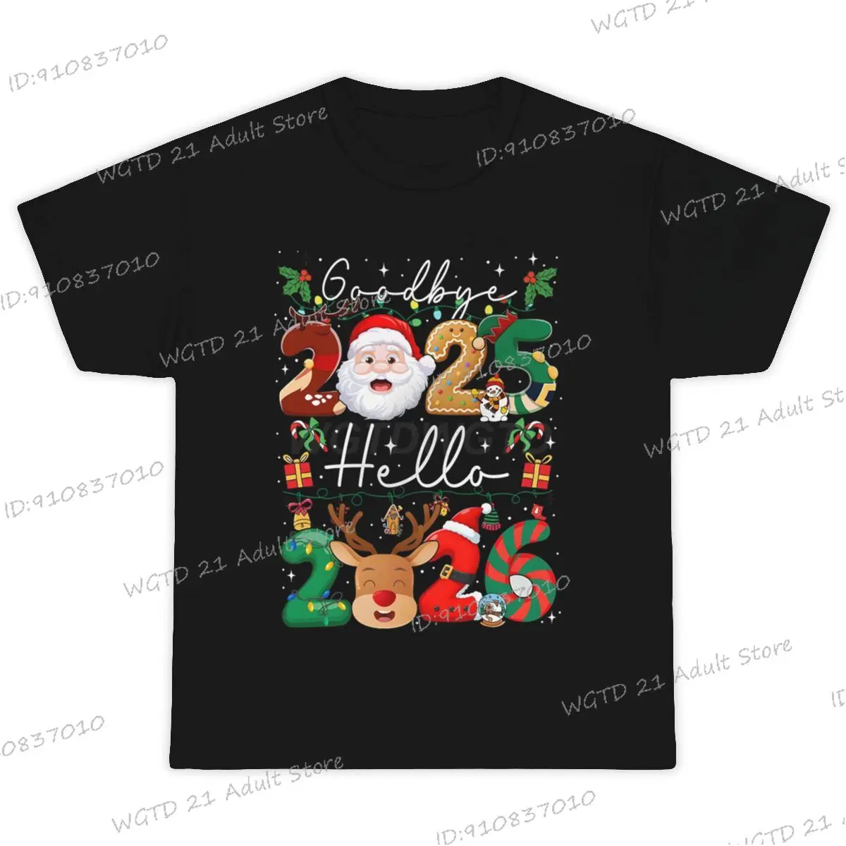 Goodbay 2025 مرحبا 2026 طباعة تي شيرت النساء الرجال السنة الجديدة رحلة عائلية مطابقة الزي للآباء الاطفال عيد الميلاد القطن داخلية