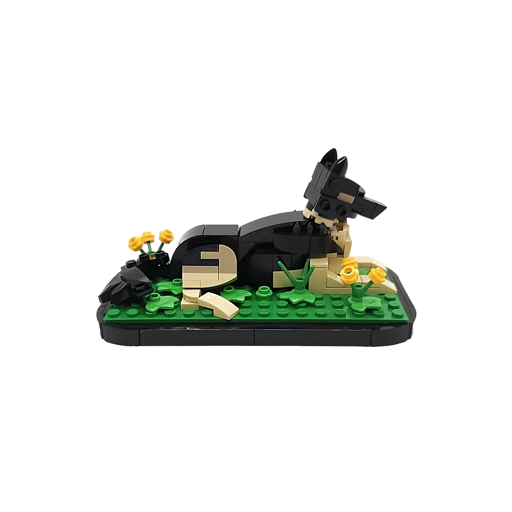 Gobricks MOC Sasha German Shepherd Model Building Blocks Pet Dog Animal Stitch Bricks Toy Creativity Educational Childrens Gifts