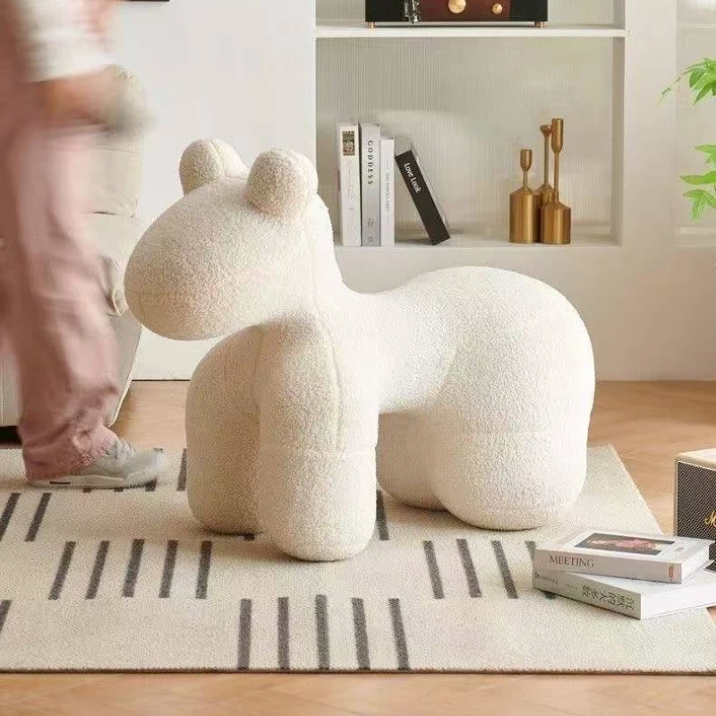 Pony Chair Nordic Designer Living Room Chair Creative Single Cartoon Chairs Modern Minimalist Cute Children Stool Decorative