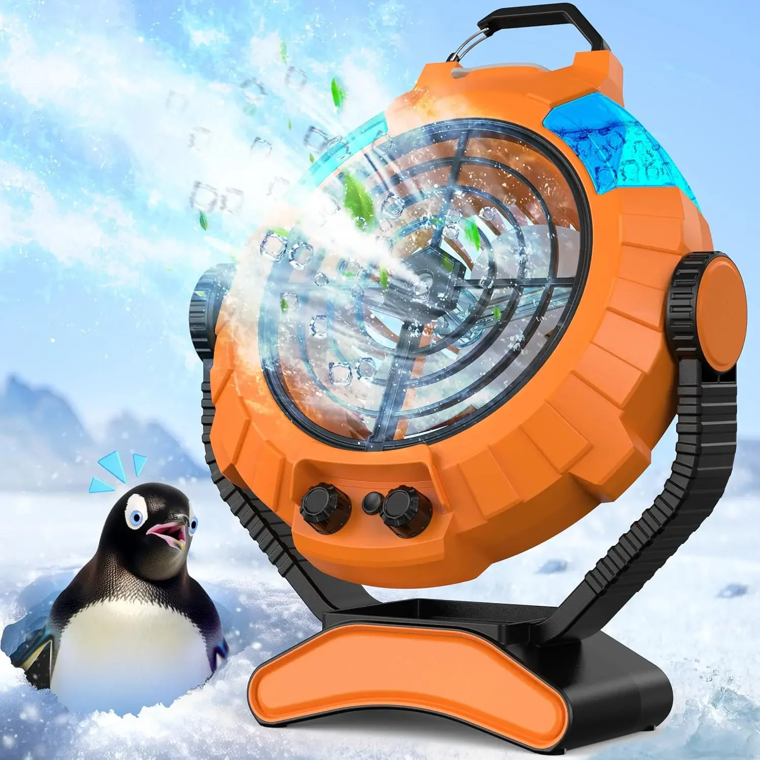 

Portable Misting Fan with 10000mAh Rechargeable Battery - Air Conditioners Fan for Outside Camping, USB Fan with Hook - Ideal fo