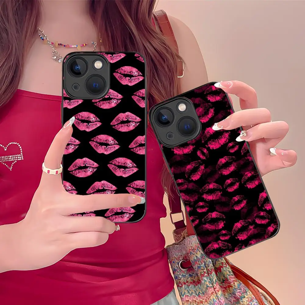 

Чехол для телефона Kiss Lips Cute для iPhone 17 16 15 14 13 12 11 X XR XS 8 7 Air Pro Max Plus Mini, красочный силиконовый чехол