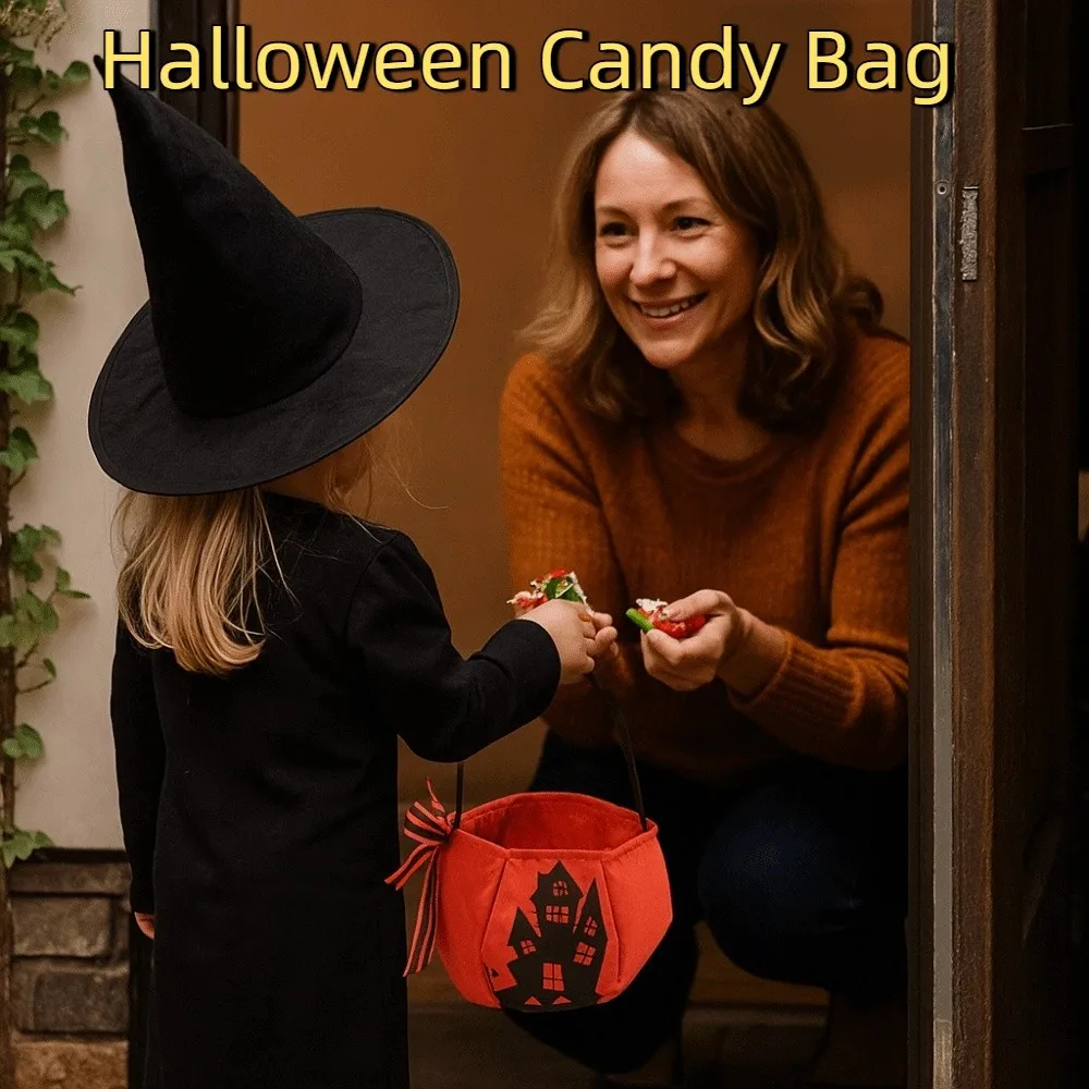 

Creative Trick or Treat Halloween Candy Bag Storage Handbag Party Supplies Sugar Pocket Party Prop Bat Pumpkin Sugar Bag Gift